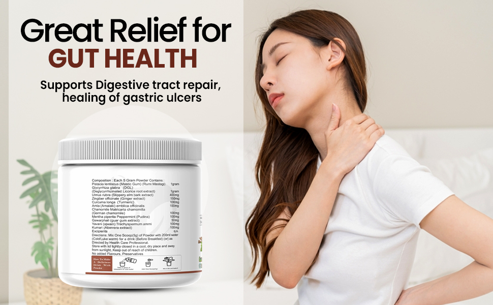 Ayurvedic Leaky Gut Repair supplement Health Powder | Mastic gum for h pylori, DGL Licorice, Slippery Elm, Ginger, Turmeric, Amla, Chamomile, Peppermint, Guar gum, Ajwain 150 gram