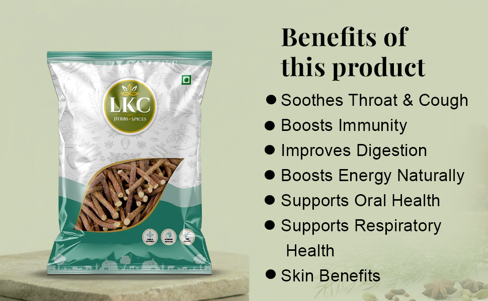 Mulethi Sticks | Whole | Liquorice Roots | Yashtimadhu - traditionally used for cough and skin - 250g