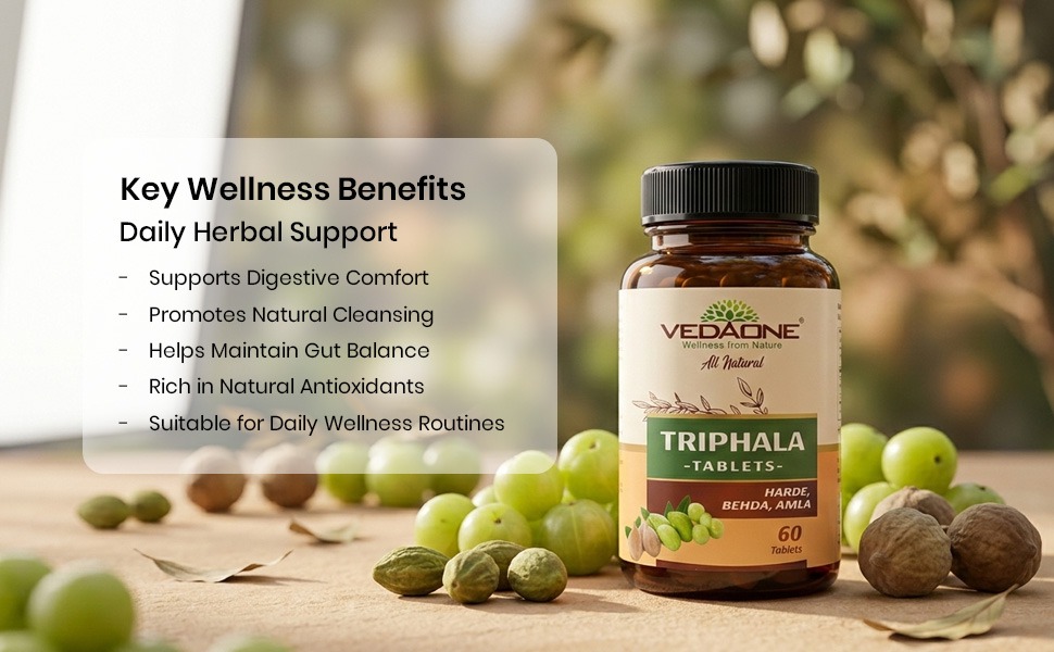 Triphala Tablets (60 Count) | Pure Ayurvedic Digestive Support & Gentle Detox | Natural Gut Cleanse with Amla, Haritaki & Baheda | Daily Herbal Immunity Support