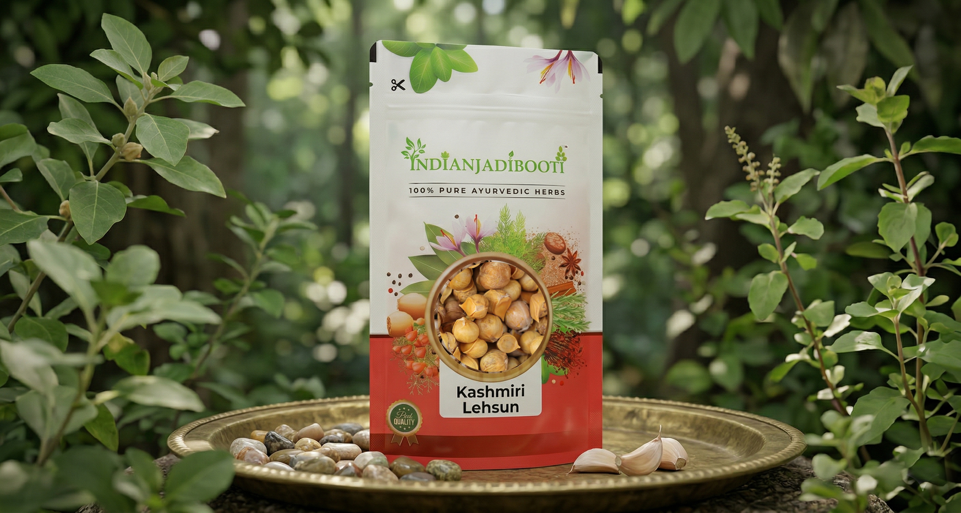 IndianJadiBooti Kashmiri Lehsun (Snow Mountain Single Clove Garlic) | Premium Pahadi Garlic for Cardiovascular Support, Immune Resilience & Culinary Warmth (50gram)
