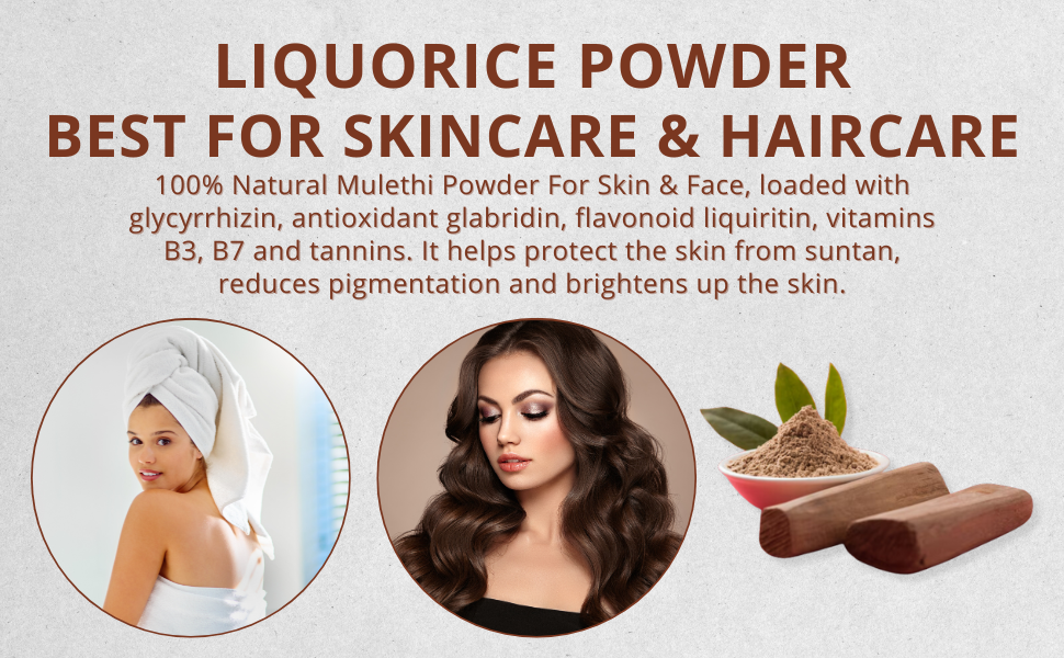 100% Natural Mulethi Powder | Liquorice Powder | For Haircare, Skincare and Health | Natural Herbal Supplement | No Added Preservatives