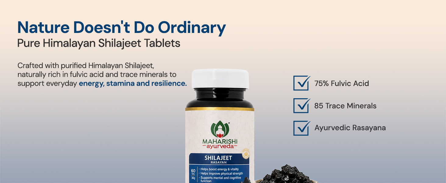 Maharishi Ayurveda Shilajeet Rasayana 500 MG | Natural & Pure Shilajit for Strength, Stamina & Endurance | 60 Tablets Pack