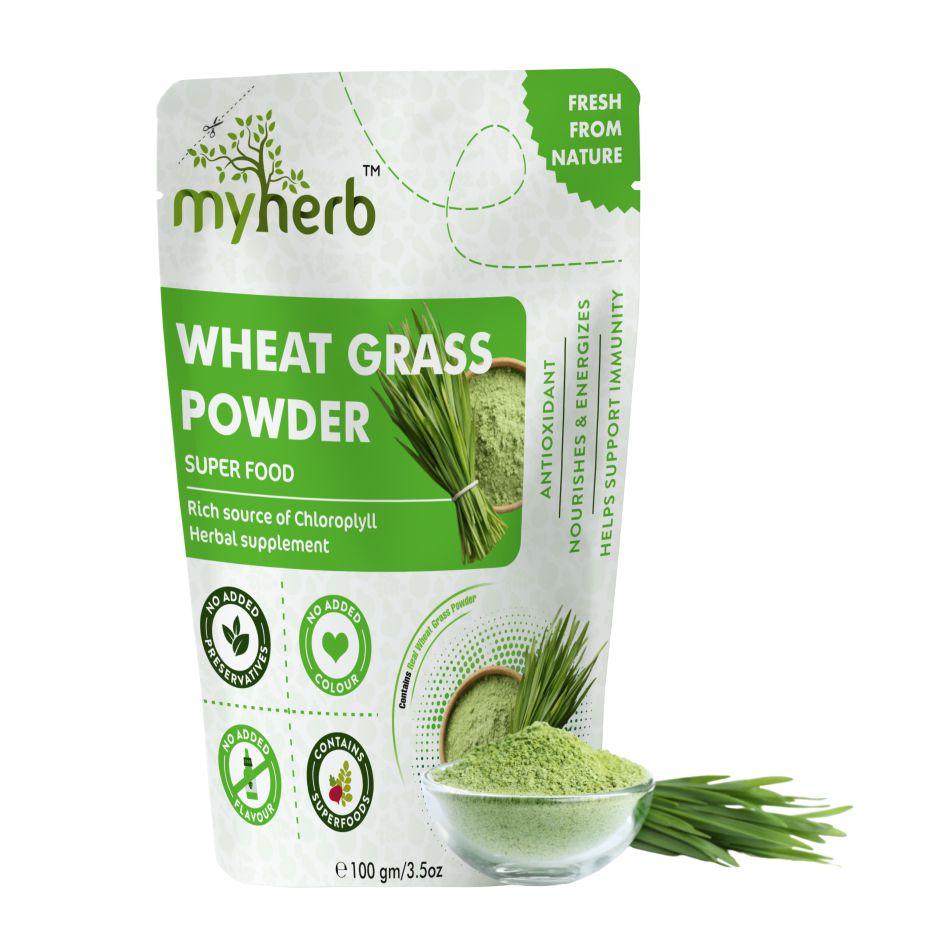 MYHERB 100% Natural Wheat Grass Powder || 227 Gm / 0.5 Lbs || For Men & Women