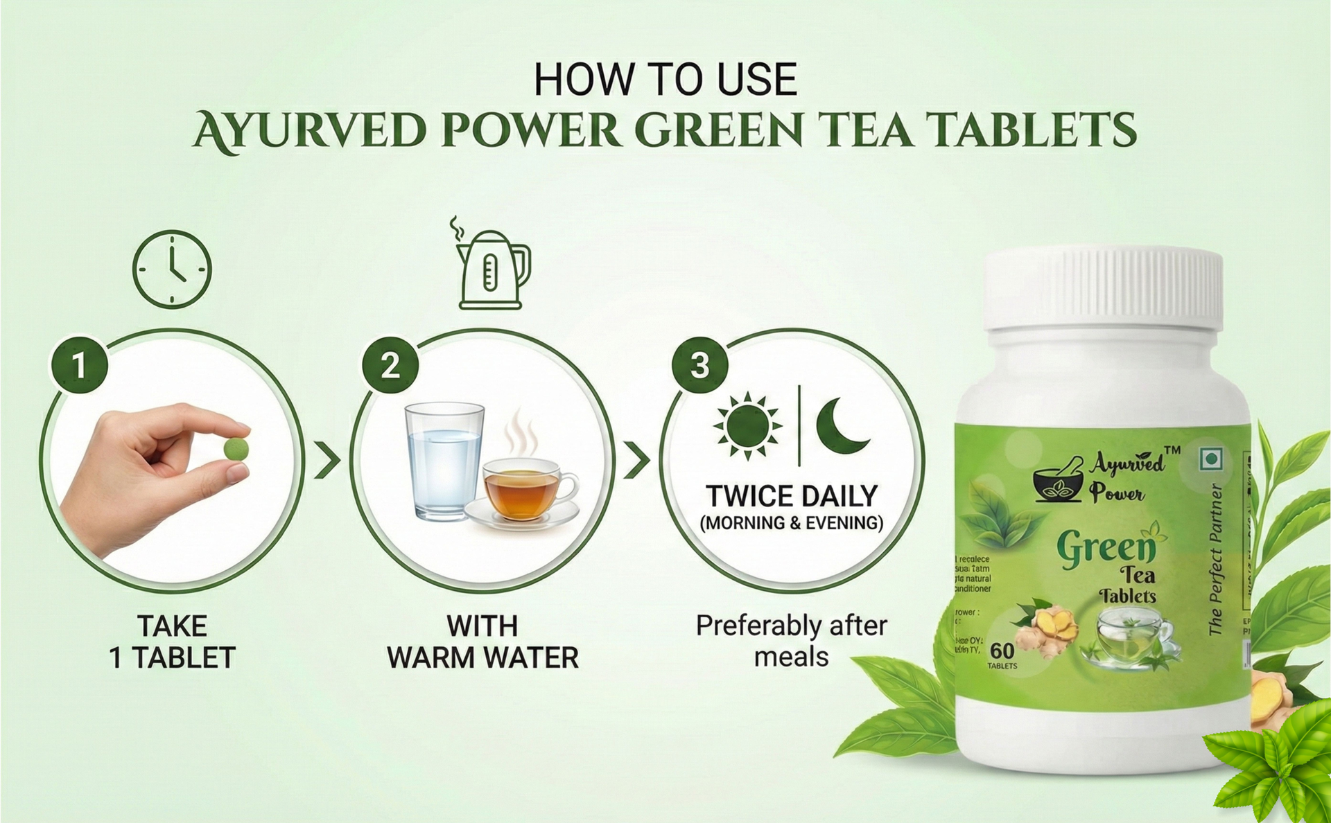 Green tea tablet for Weight Loss | Supports Weight Management & Metabolism | Supports Active Lifestyle & Daily Wellness | Green tea Extract | Fat Burner tablet | 60 tablets - Pack of 1