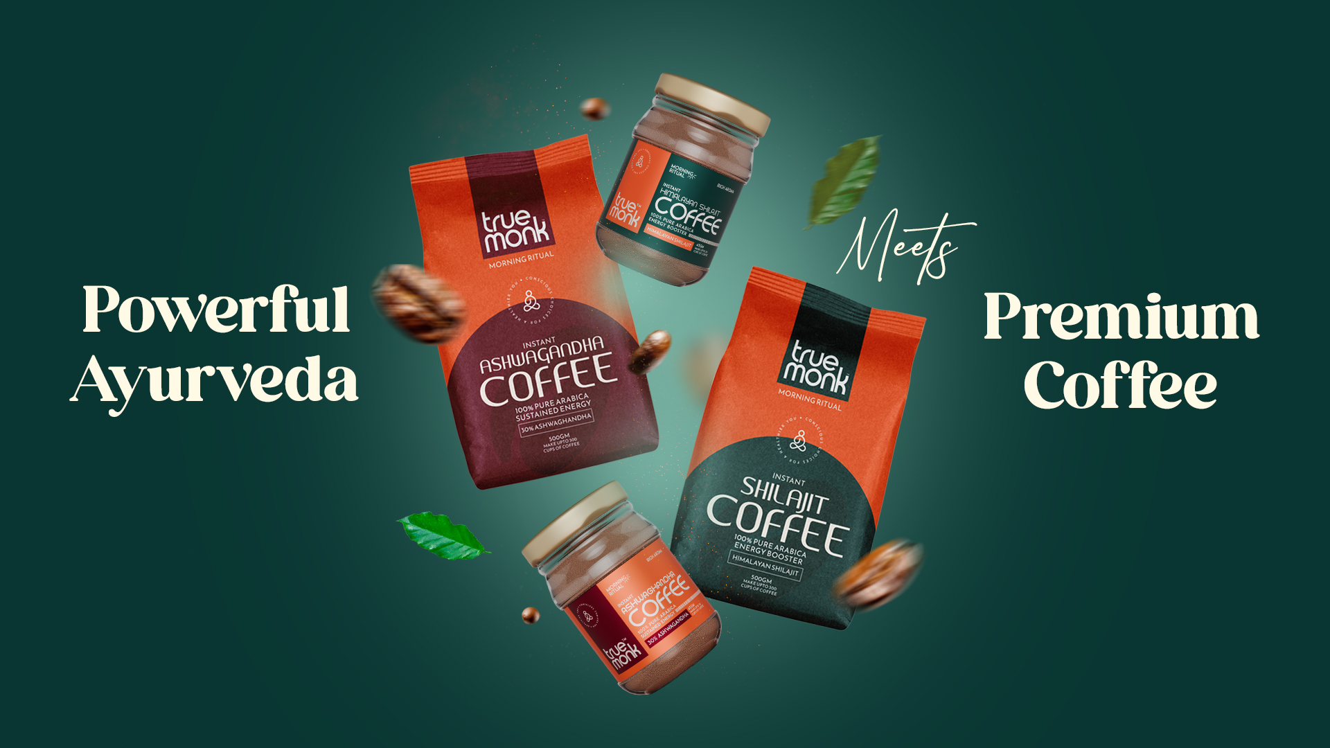 True Monk Morning Ritual | Shilajit/Shilajeet Coffee for Men & Women | Natural Pre-Workout with Pure Himalayan Shilajit (Gold Standard) & Premium Arabica Beans | 45g | Rich Aroma | Make Hot & Cold