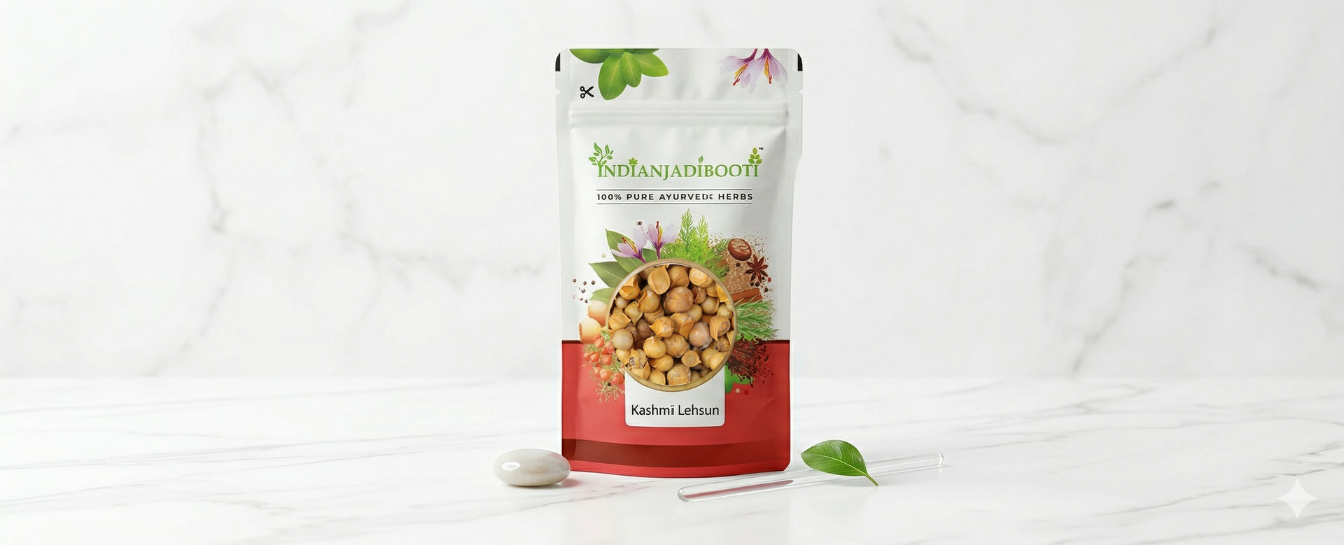 IndianJadiBooti Kashmiri Lehsun (Snow Mountain Single Clove Garlic) | Premium Pahadi Garlic for Cardiovascular Support, Immune Resilience & Culinary Warmth (100 grams pack)