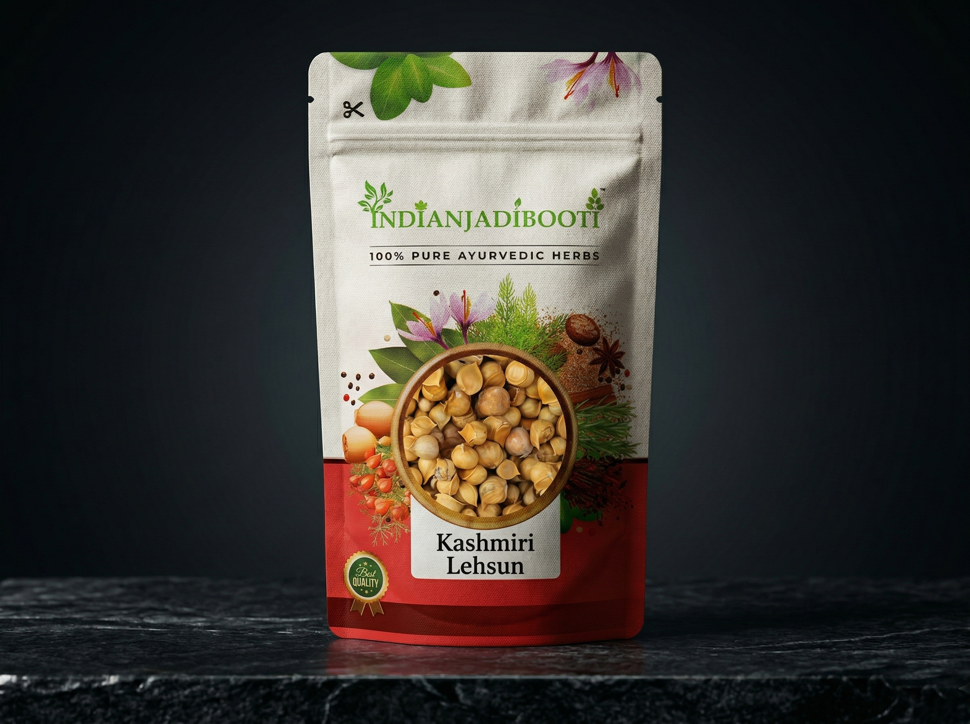 IndianJadiBooti Kashmiri Lehsun (Snow Mountain Single Clove Garlic) | Premium Pahadi Garlic for Cardiovascular Support, Immune Resilience & Culinary Warmth (100 grams pack)