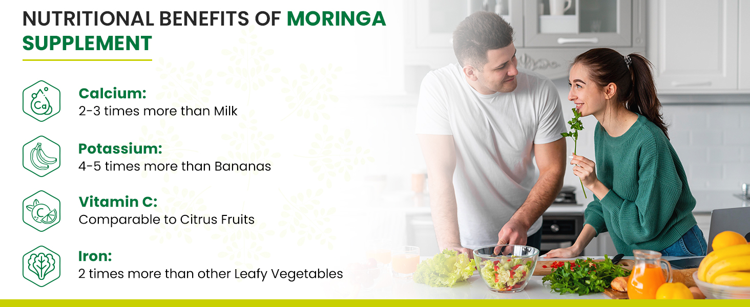 NATURYZ Organic Moringa Highest Strength 1200mg tablets | Supports Energy, Vitality, Detox, Metabolism & Immunity in Men & Women | Non-GMO, Vegan, Gluten-Free | USDA Organic Certified | Pesticides & Chemical Free – 60 Veg tablets