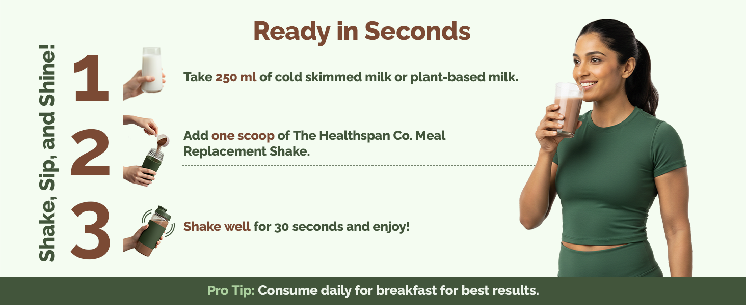 The Healthspan Co. High Protein Meal Replacement Shake 425g x2, Only 136Cal