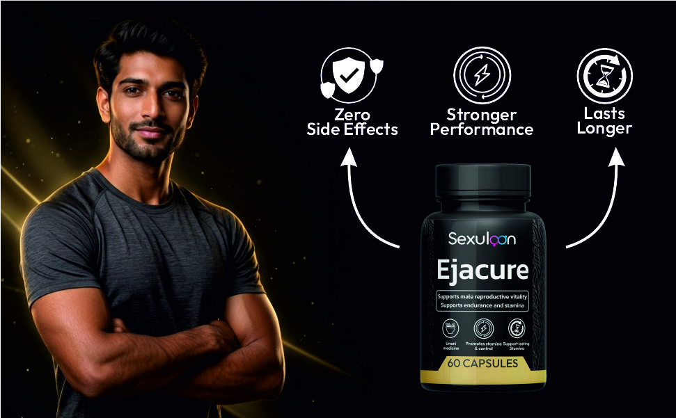 Ejacure Unani Capsules for Men - Ashwagandha, Shatavari, Safed Musli & Kaunch Beej Blend - Supports Stamina, Endurance & Vitality - 60 Capsules(Pack 1)