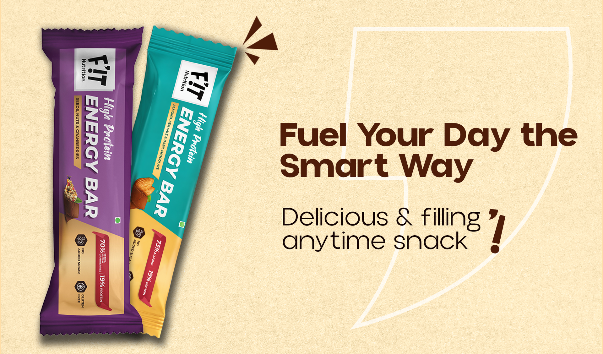 FiT Nutrition High Protein Energy Bar | Combo pack - Almond, Sea Salt & Dark Chocolate + Seeds, Nuts & Cranberries | Tasty Snack For That Anytime, Anywhere Craving | No Added Sugar, No Artificial Flavours, Gluten Free - Healthy & Tasty Snacks For Kids & Adults (4 x 35gm)