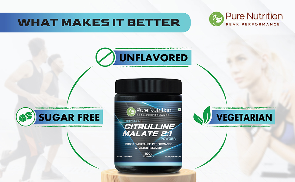 Pure Nutrition L Citrulline Malate Powder | L Citrulline Powder 100% Pure & Unflavoured | Boosts Stamina, Enhances Performance, Speeds Muscle Recovery & Reduces Fatigue | Ideal Pre-Workout for Men & Women – 100g ( 33 Servings )