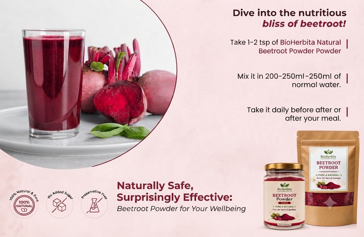 Pure Beetroot Powder 60g | Natural Superfood for Pre Workout Energy Heart Health & Skin Glow | Non GMO & Pesticide Free | Natural Beet Root Powder | Trial Pack