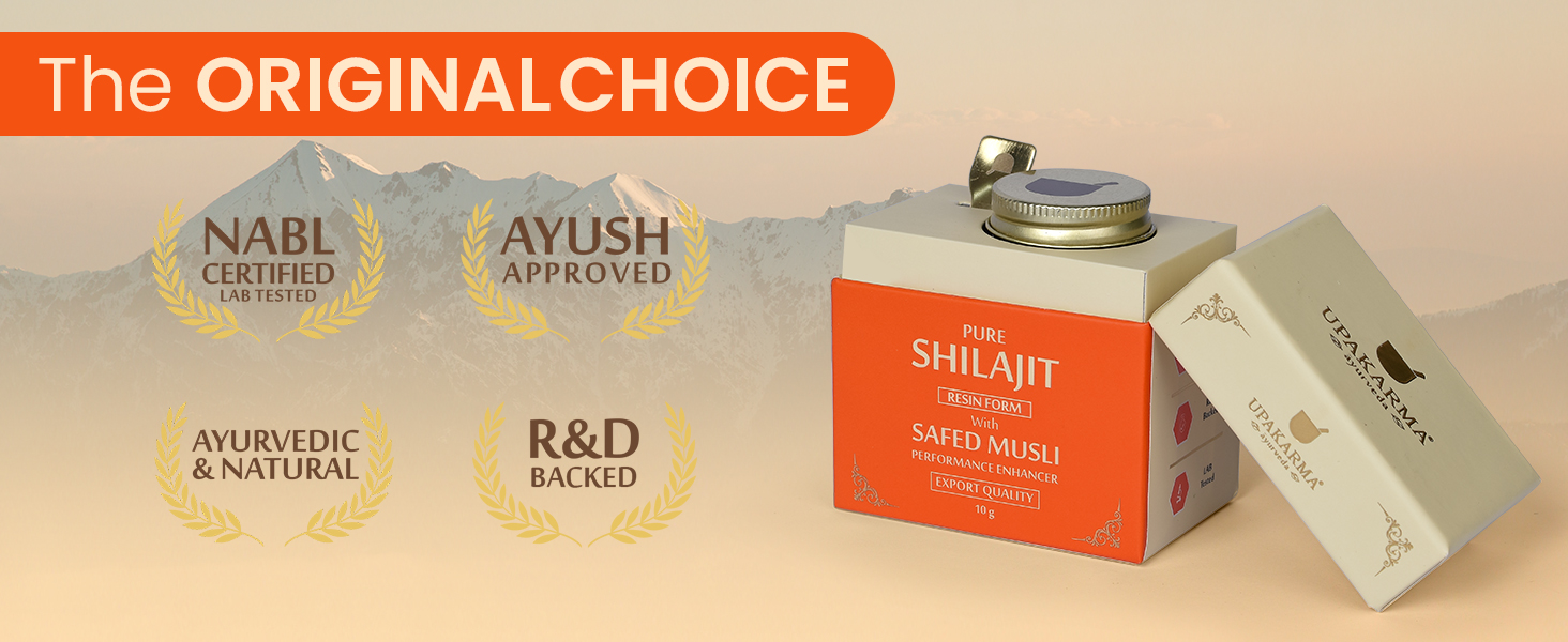 UPAKARMA Shilajit Resin with Safed Musli 10g | 300mg/serving | For Men to Boost Physical Performance, Power, Stamina and Strength | 100% Ayurvedic | Lab Tested | 33 Servings | Pack of 1