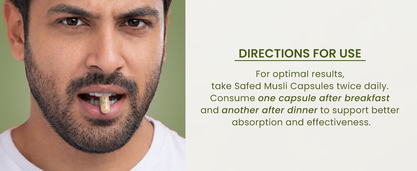 Herbalmax Safed Musli Capsule for Natural Energy & Immunity Booster, Support Body Strength, Stamina, Stress Relief, Performance Enhancer for Men & Women – 120 Capsule