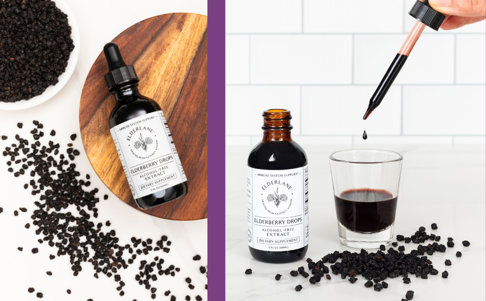 Elderlane Elderberry Drops, Tincture Liquid Extract for Immune Support, 2oz