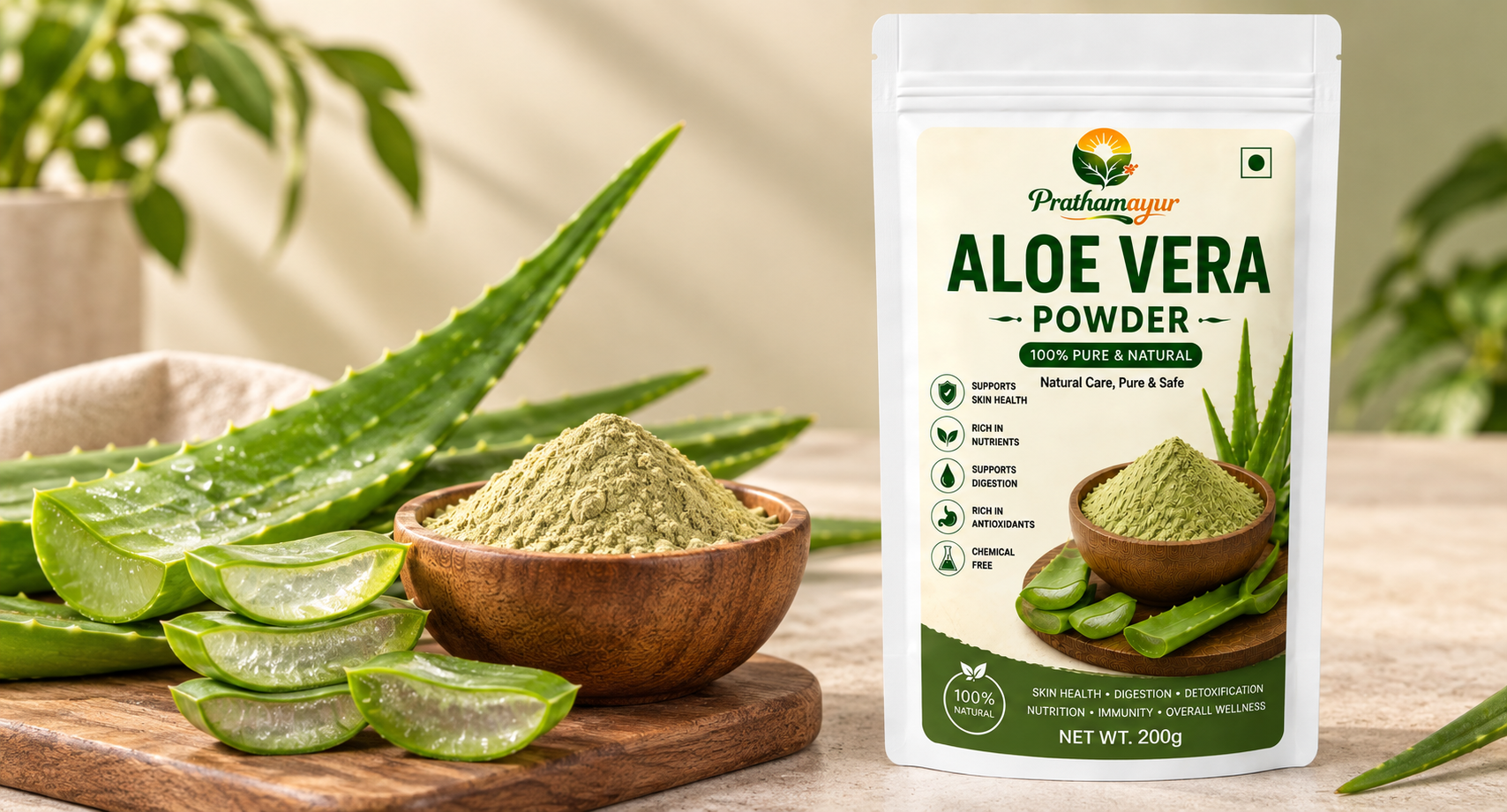 Aloe Vera Powder for Hair & Skin Care | Natural Aloevera Powder for Face Pack, Hair Mask and Scalp Care | Fine Herbal Powder for DIY Beauty Routine | 200 g