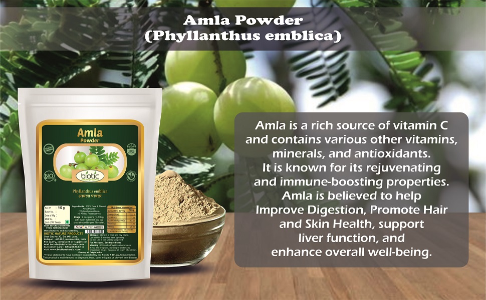 Biotic Amla, Harad and Baheda Powder - Triphala Powder - Trifala Powder - Organic Triphla Churna - Thiripala - 150gm (50gm each)