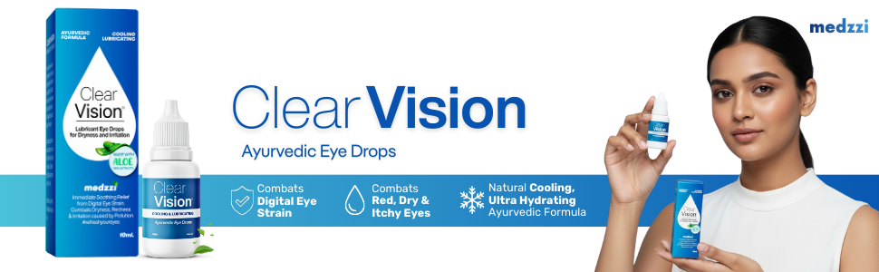 Clear Vision Eye Drop (Pack of 3) | Ayurvedic Formula | Daily Use Eye drops with Aloe Vera, Rose Water, Honey, Neem & Tulsi | 10ml