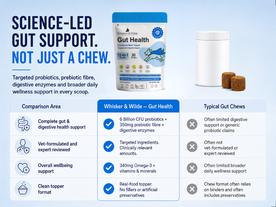 Dog Gut Health Supplement Powder | 6 Billion CFU Probiotics for Paw Licking, Loose Stools, Gas and Itching | with Prebiotics, Digestive Enzymes and Omega-3 | 300g, 30 Daily Scoops