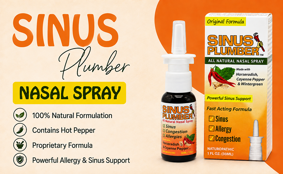 Sinus Plumber Pepper Nasal Spray – Sinus & Allergy – Natural Relief – Original Formula – 1 fl oz