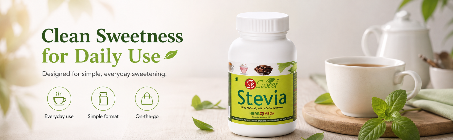 So Sweet Stevia 100g Pure Stevia Extract - 100% Natural, Sugar-Free, Zero-Calorie Sweetener, Ideal for Diabetics, Keto-Friendly, Perfect for Cooking, Baking, and Beverages, 100% Plant-Based