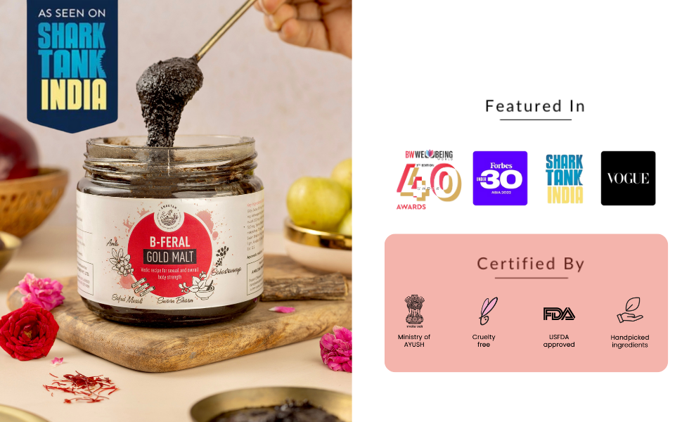 AMRUTAM Ayurvedic Health Supplement for Men with Shilajit, Safed Musli, Ashwagandha, Trikatu, 30+ Herbs | B Feral Gold Avaleh