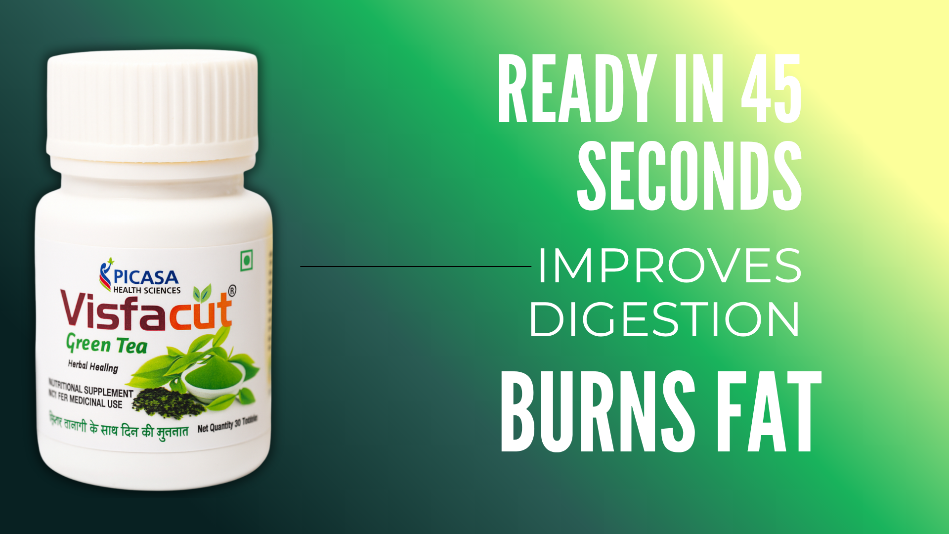 Herbal Green Tea | Natural Effervescent Tablet | Antioxidant Boost and Metabolism Booster | 30 Tablets