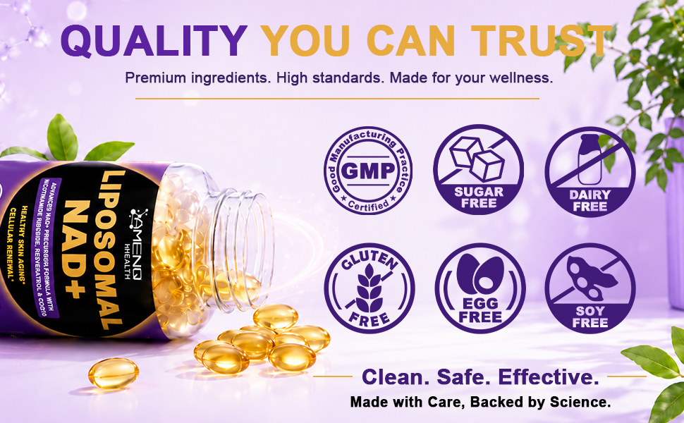 NAD+ Supplements for Women & Men, Liposomal NAD⁺ with Resveratrol Softgels
