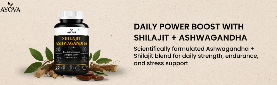 Shilajit & Ashwagandha Tablets For Stamina, Strength & Energy | Himalayan Shilajit & Ashwagandha Capsules for Both Men & Women | Shilajit 150 mg + Ashwagandha 300 mg | 60 Capsules