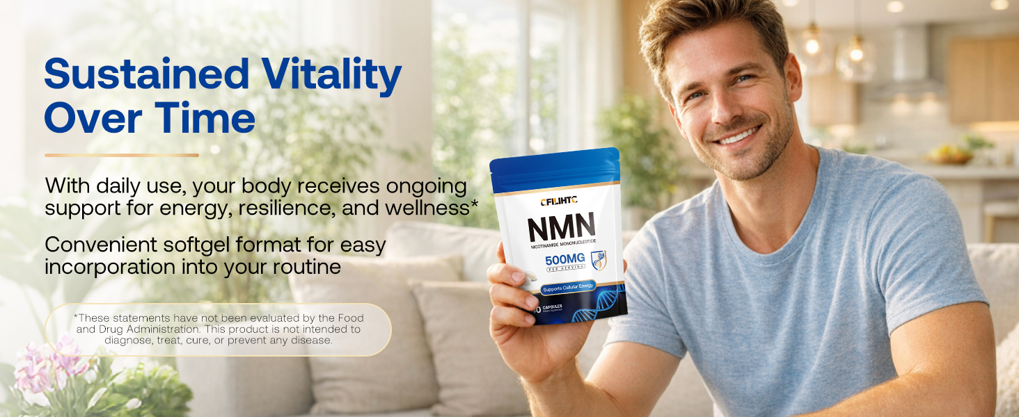 CFILIHTC NMN Supplement 500mg - NMN NAD Supplement with Trans-Resveratrol, Quercetin - Premium Quality Nicotinamide Mononucleotide for Cellular Support & Vitality High Absorption 240 Softgels Capsules