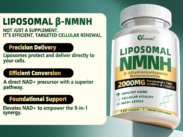 NMNH Supplement 2000mg, Liposomal NMN Alternative, Boosts NAD+ Levels