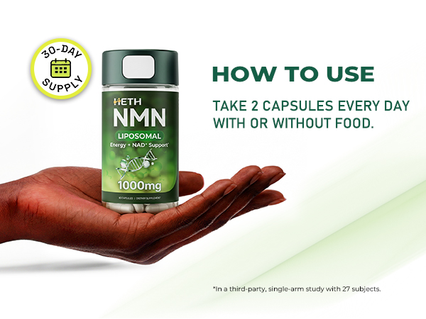 Heth Liposomal NMN Supplement 1000mg, 4-in-1 NAD+ Precursor Supplement