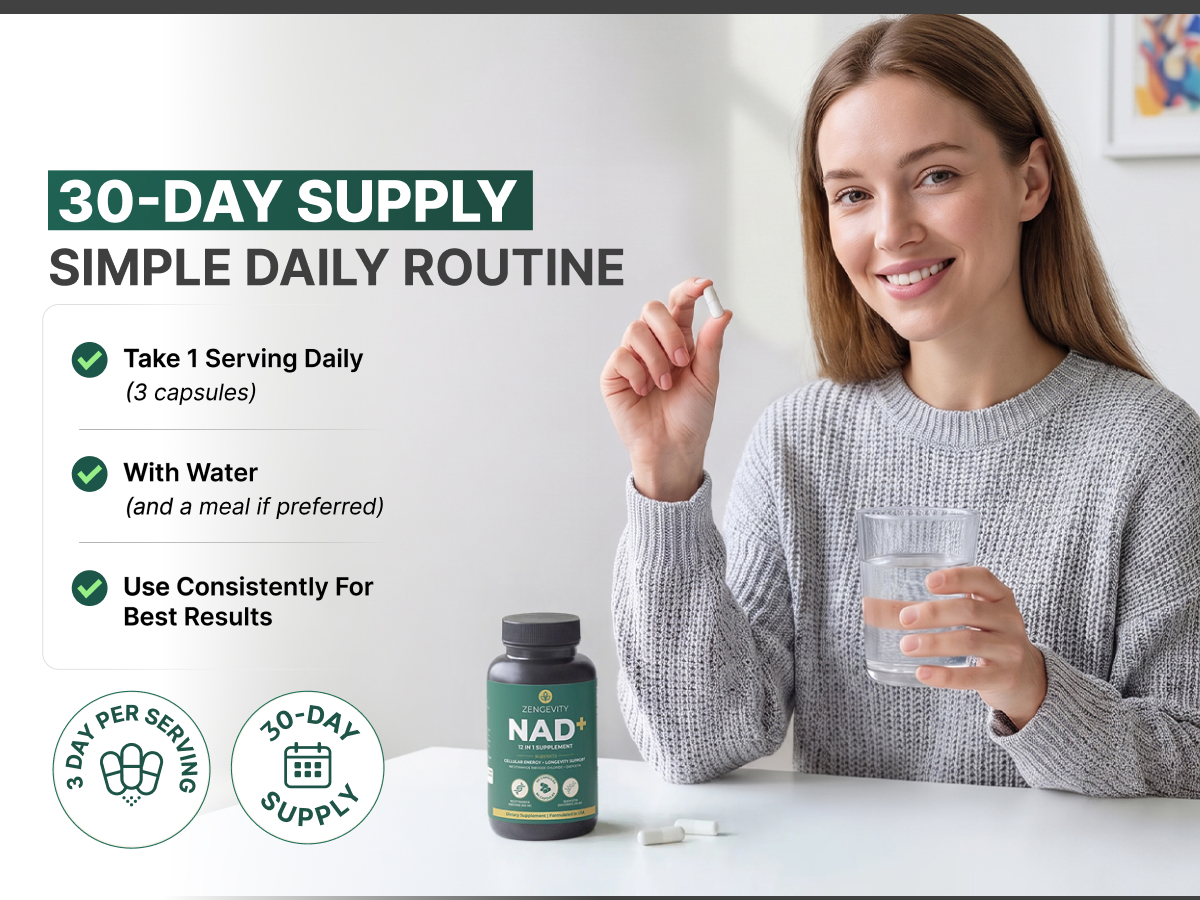 NAD+ Supplement for Women and Men, 12 in 1 NAD Plus Longevity Complex with Nicotinamide Riboside, Resveratrol, Quercetin, Fisetin and L-Theanine, Cellular Energy Support, 90 Capsules
