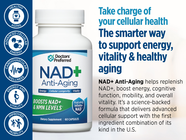 DOCTORS' PREFERRED NAD+ Anti-Aging Supplement w/Resveratrol & CoQ10