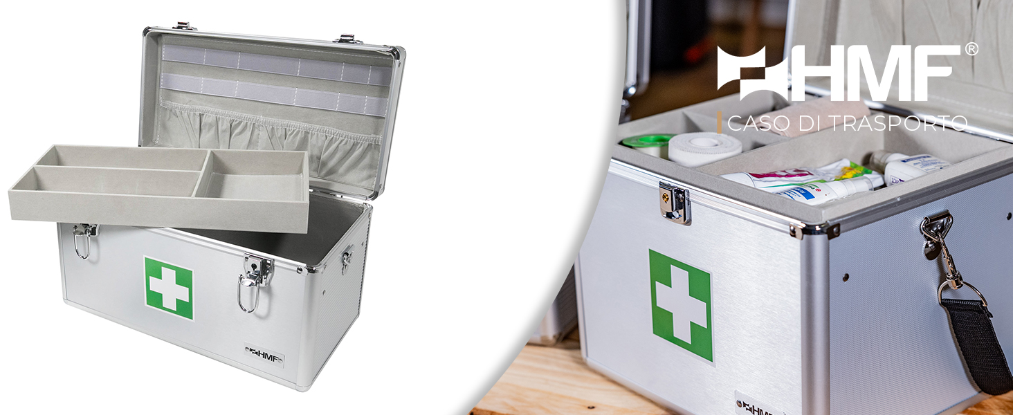 HMF 14701-09 Medicina Box, Medical Case, Universal Case, Aluminium, 40 x 22.5 x 20.5 cm