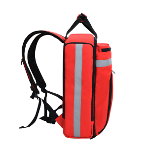 Emergency Medical Backpack, Empty First Aid Bag, First Aid Trauma Bag, with Reflector, Large Capacity (Red)