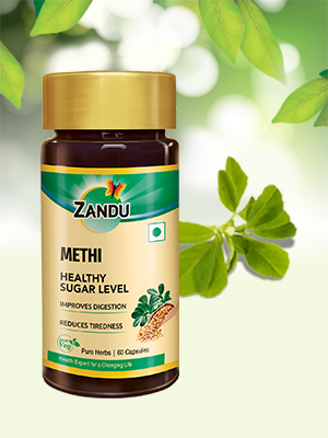 Zandu Methi Capsules (Fenugreek), Extracts of Methi known for High Content of Fibers and Antioxidants, Helps to Flush out Toxins from Body & Helps Maintain Healthy Sugar Levels - (60 Veg Capsules)