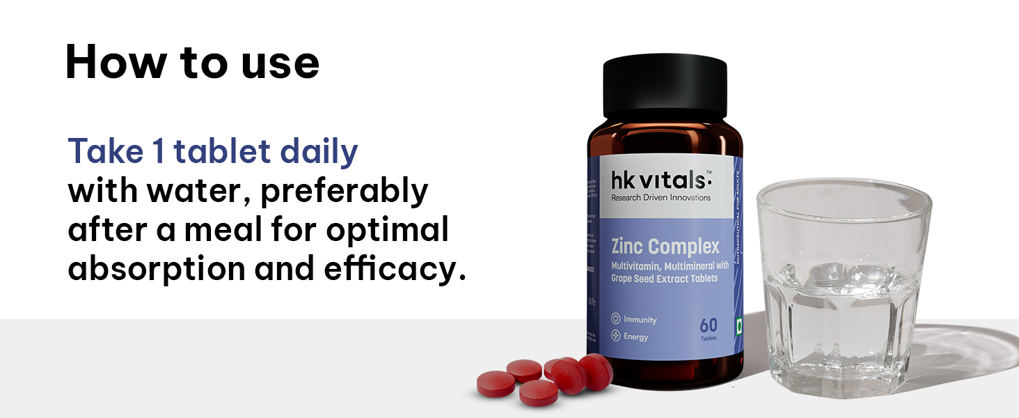 hk vitals Zinc Supplements, 60 Tablets