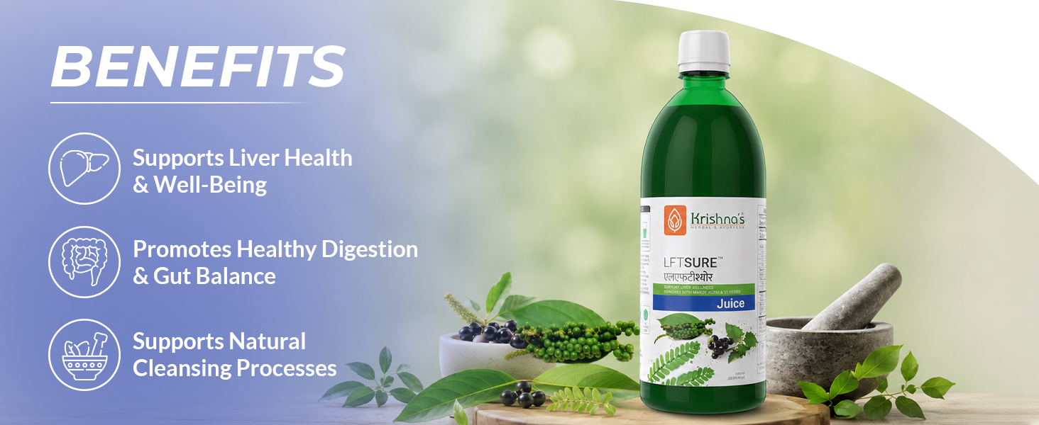 Krishna's LFT Sure Juice – Enriched With 13 herbs - Natural Liver Cleanse & Detox Drink | Supports Liver Health & Digestion - 1000 ml