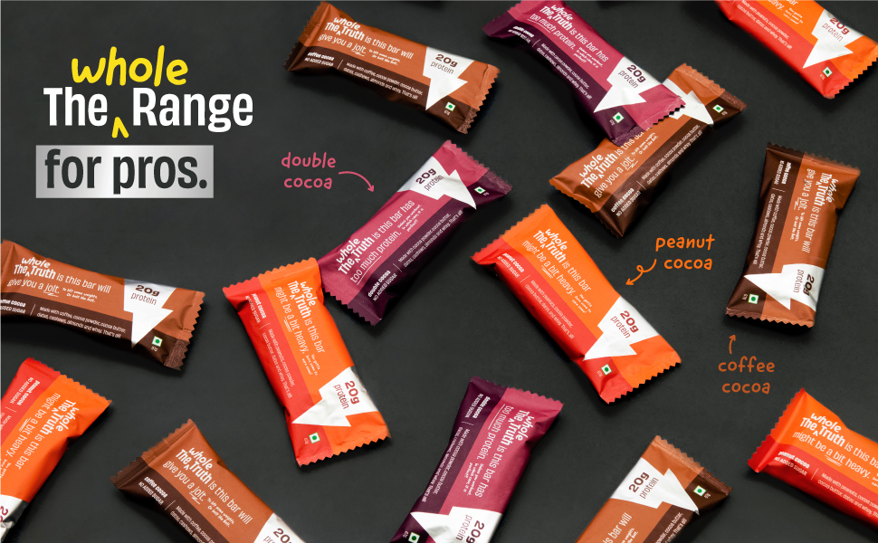 The Whole Truth - High Protein Coffee Cocoa 20g Protein Bar - Pack of 5 x 67g each - No Preservatives - No Artificial Flavours - All Natural