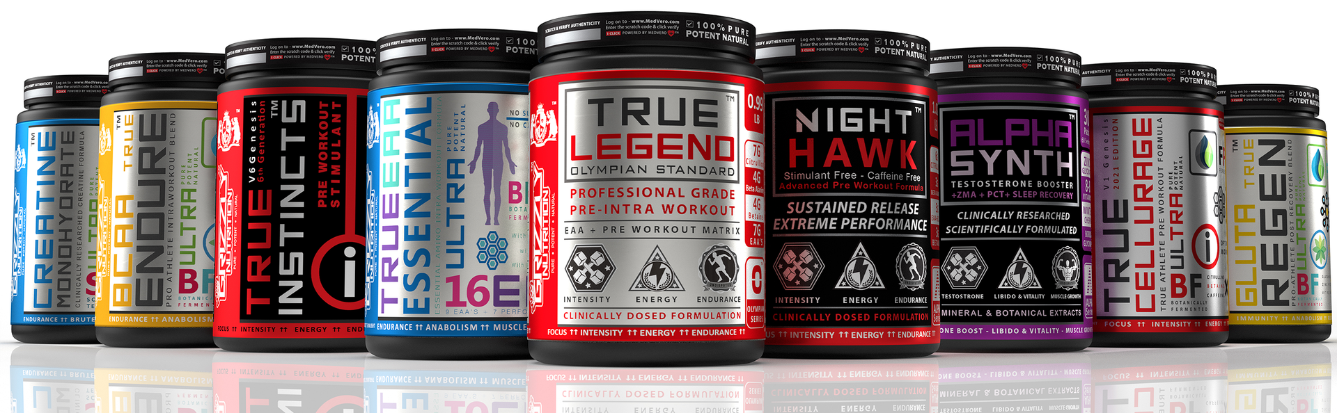 Grizzly Nutrition True Legend Olympian Grade Pre Workout Powder, Energy, Focus & Muscle Pump with L-Citrulline, Beta Alanine, Creatine, Caffeine, 450g+30g Energy Pack, Lime Mojito, Lab Researched