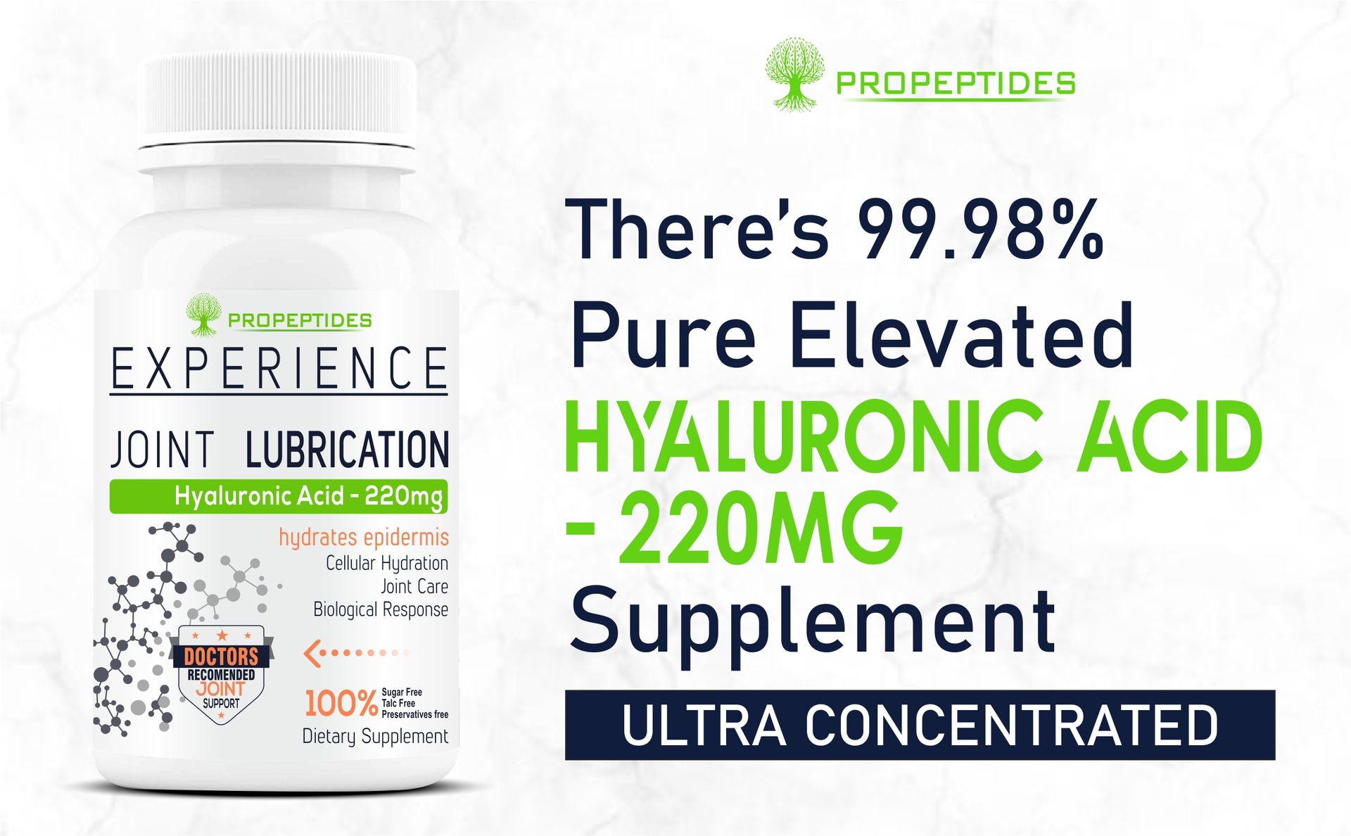 Hyaluronic Acid Double Strength Supplement (220mg) Supports Joints Hydration & Lubrication | Bone,Knee,Hip Joint Mobility, And Healthy Skin Supplement-60 Veg Tablets