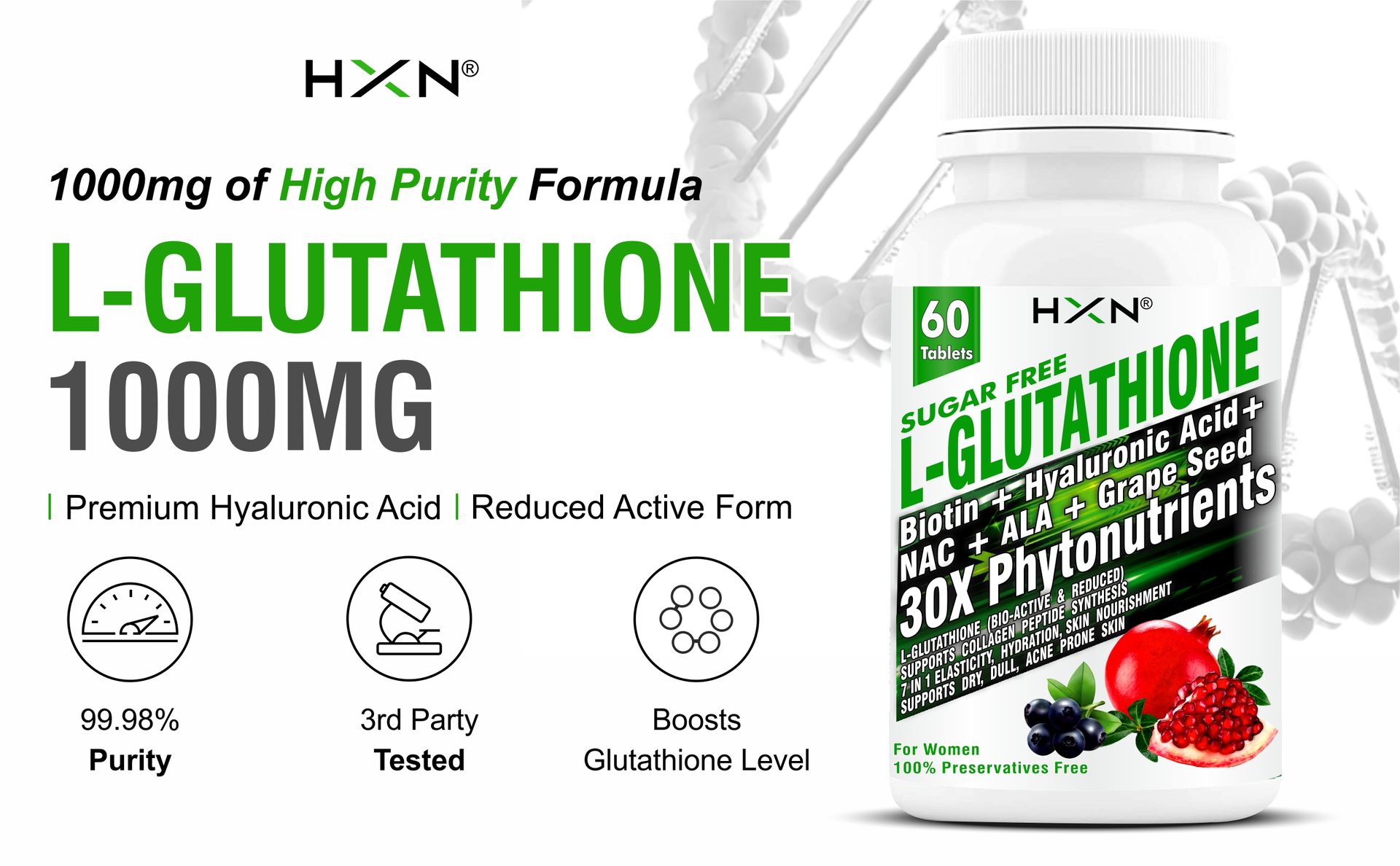 HXN Glutathione Tablets For Skin Whitening-120 Tablet