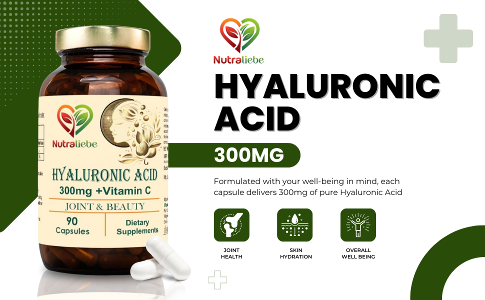 Hyaluronic Acid 300mg - Premium Joint & Skin Support, Non-GMO, 90 Capsules