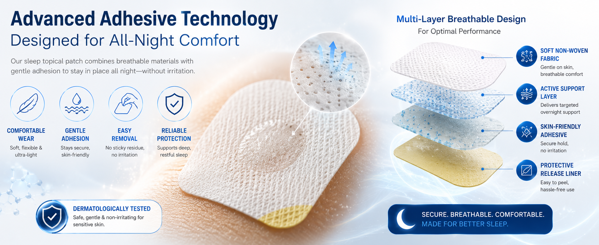 Sleep Topical Patch for Adults (12 Patches) – Overnight Sleep Support Patch, Easy-to-Apply Behind Ear, Skin-Friendly Adhesive, Travel Friendly, Nighttime Wellness for Men & Women