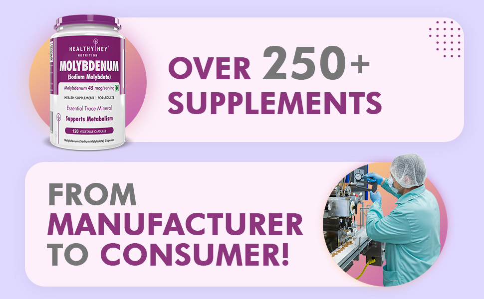 HealthyHey Nutrition Molybdenum - Trace Mineral Supplement for Liver Support and Detoxification of Environmental Toxins - 120 Capsules