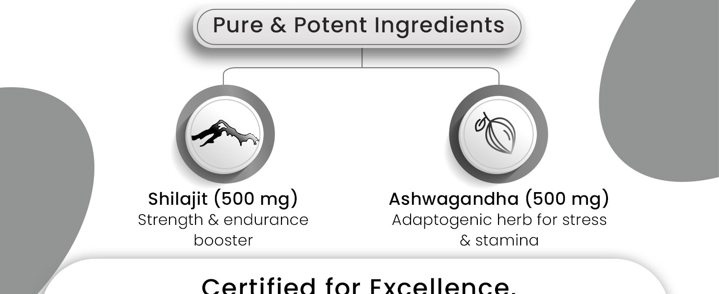 CUREFOREVER Shilajit & Ashwagandha 1000mg | Himalayan Shilajeet (500mg) + Ashwagandha (500mg) | Powerful Duo Formula for Energy, Strength & Stress Relief | Immunity booster for Men & Women | 60 Tablet (Pack of 2)