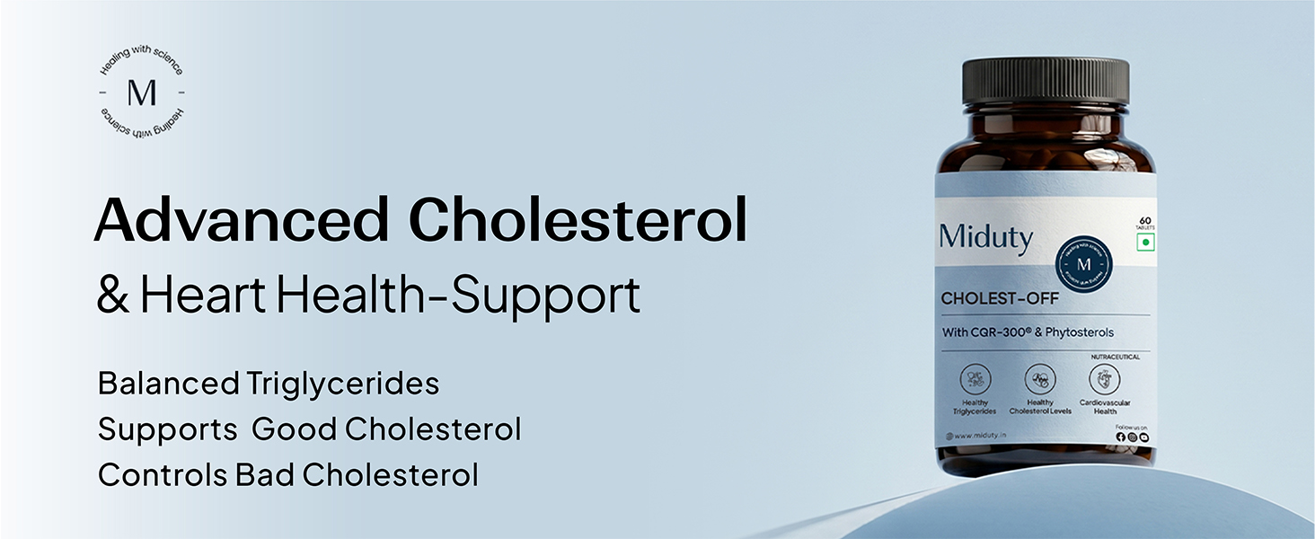 Miduty Cholest-Off - Helps in Normal Cholesterol Levels - Aged Garlic Extract - Pine Phytosterol - Bergamot Orange Fruit Extract - Niacin Vitamin B3-60 Tablets