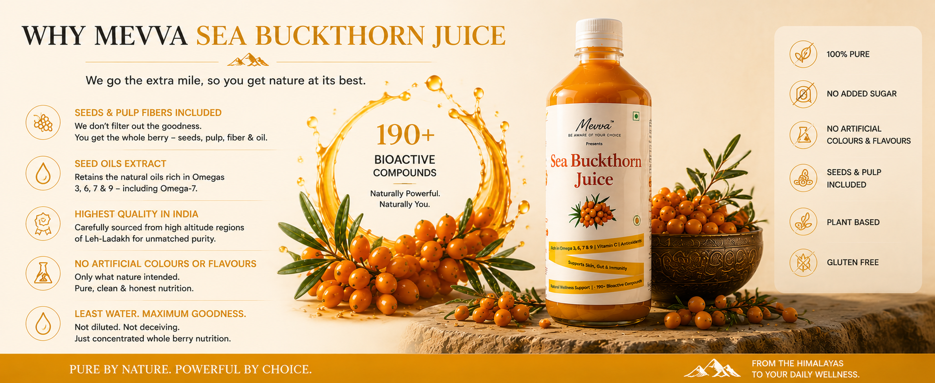 Mevva 100% Pure Himalayan Sea Buckthorn PULP/Juice 450ml